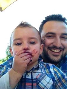 Father and Son during a blackberry picking party.