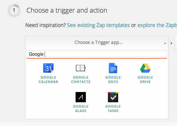 Choose Google Calendar as Zapier Trigger screenshot