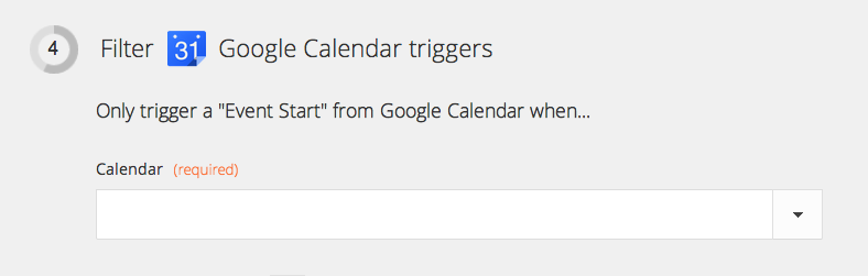 Google Calendar picker on Zapier screenshot